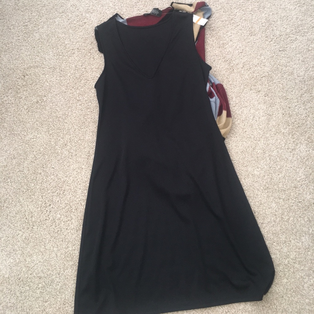New $195 Laundry Midi Geometric Dress Black Blue Small - Picture 8 of 9